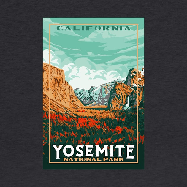 Yosemite National Park - Yosemite Valley Vintage California WPA Style Poster Art by GIANTSTEPDESIGN